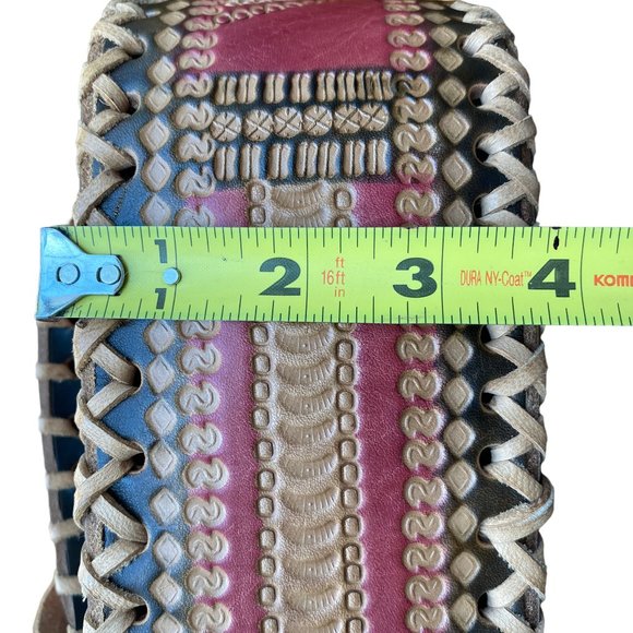 Hand Tooled Leather Bag Crossbody Western Aztec Native American Boho Hippie Big - Picture 12 of 15